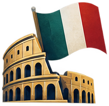 The Colosseum and Italian flag