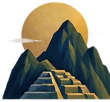 Mountains and an ancient Peruvian temple